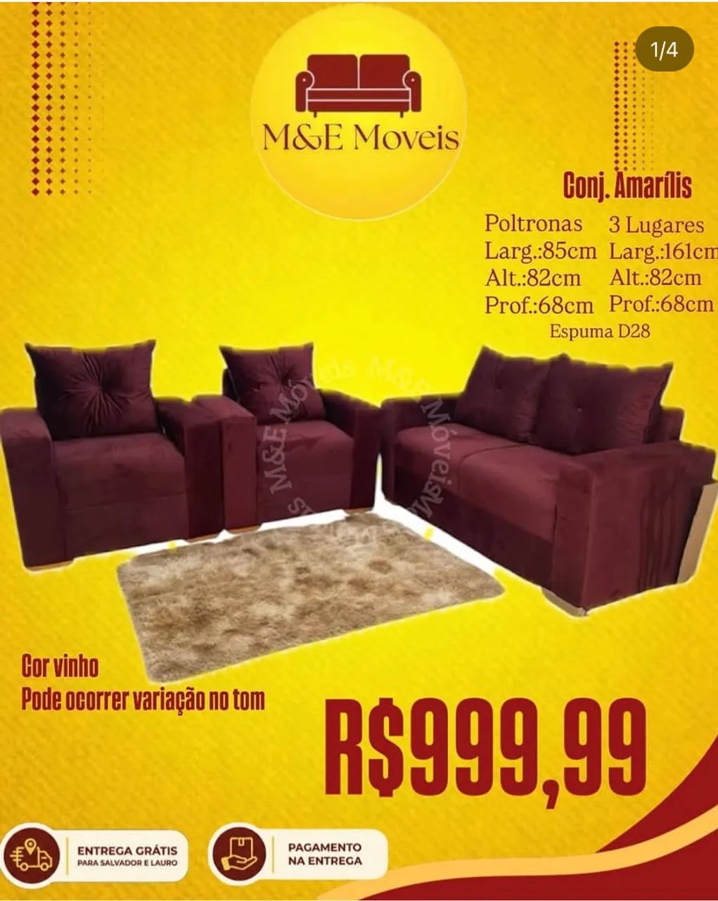 Sofá 3 lugares e 2 poltronas com entrega grátis  - Foto 4