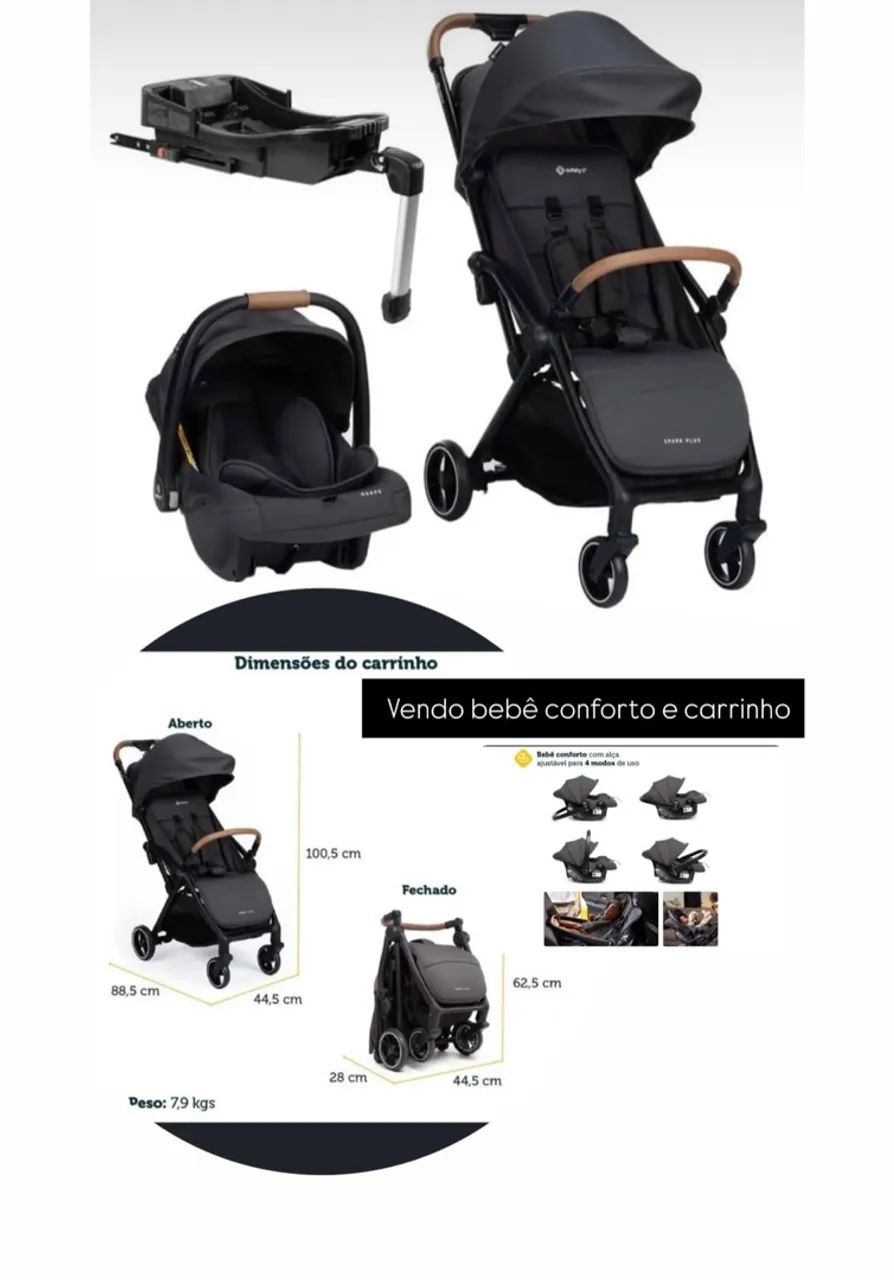 Vendo carrinho e bebê conforto 