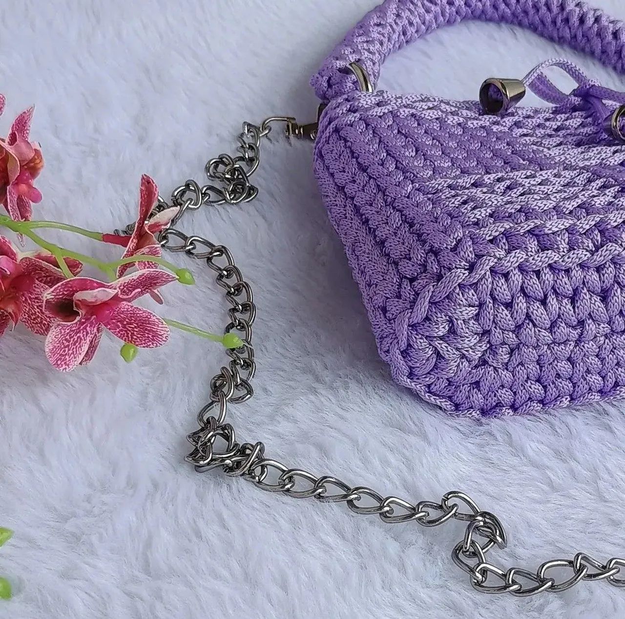 Bolsa de crochê em fio naltico  - Foto 4