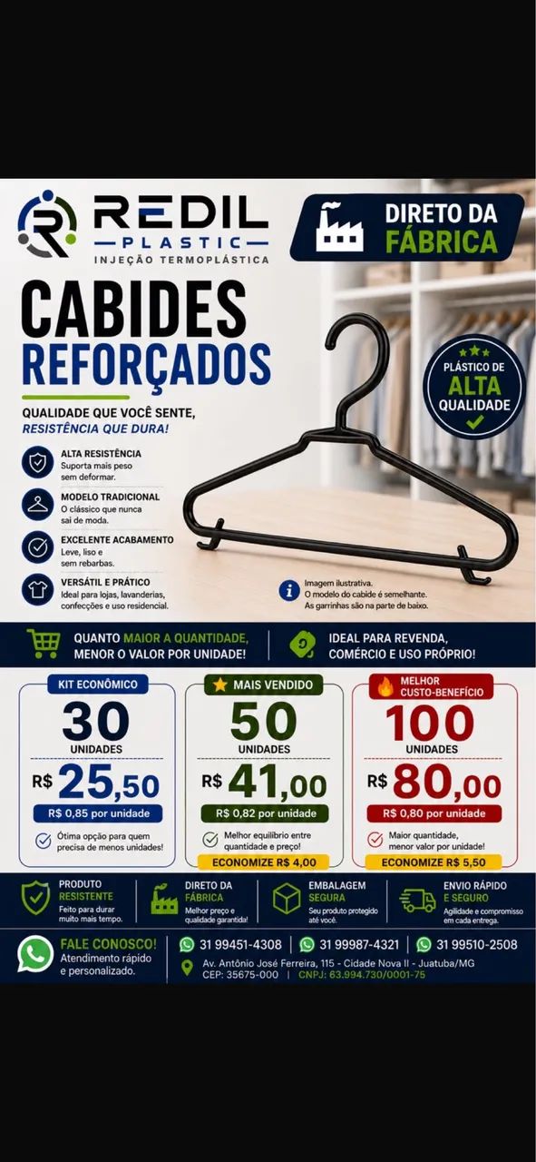 Lote de Cabides de Plástico - Novos | Ótimo Preço?