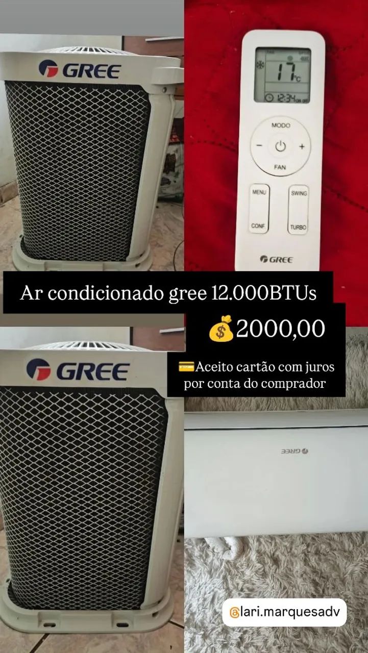 Ar condicionado gree 12,000 BTUs