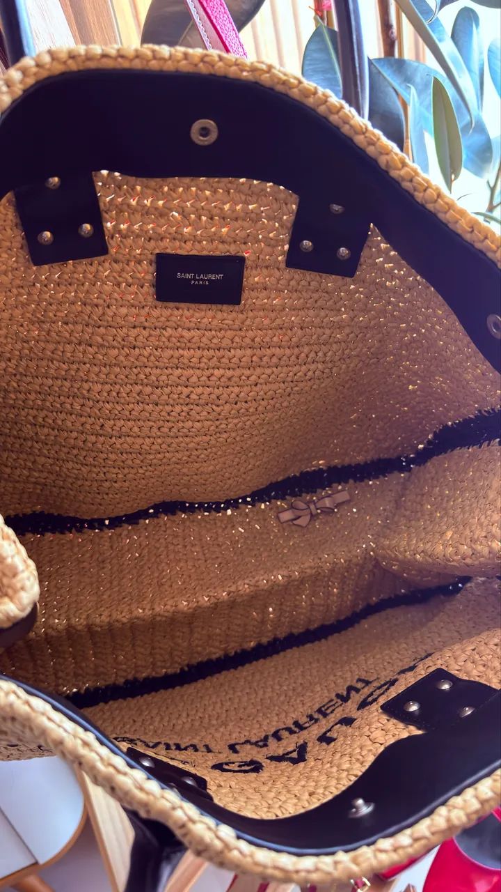 Bolsa Tote de palha em Ráfia e couro - Foto 3