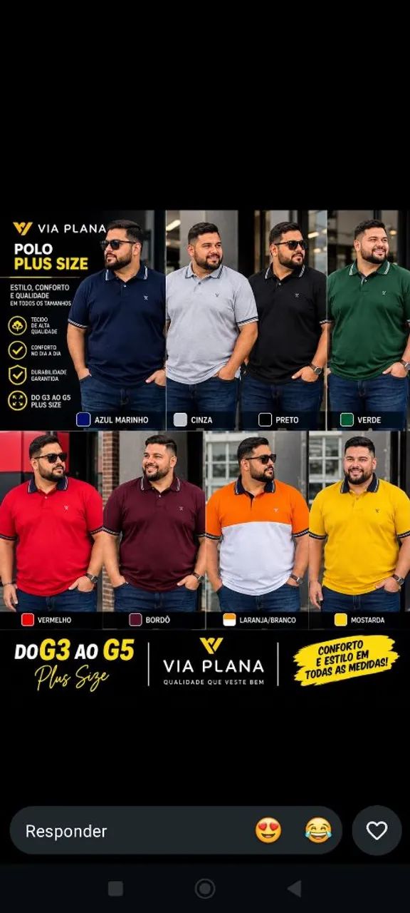 camisas gola polo plus sizes 