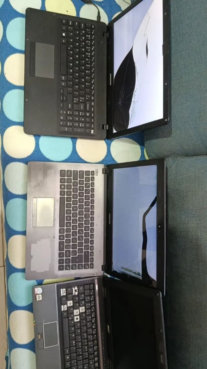 Lote 3 Notebook com Defeito Tela Quebrada - Sucata Peças - Foto 3
