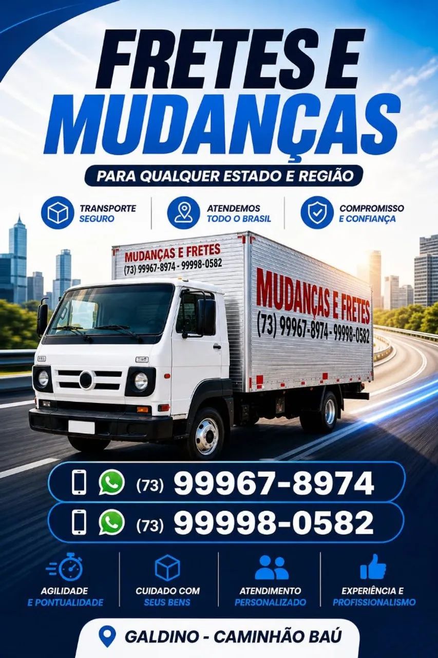 Caminhão de frentes e mudanças para qualquer lugar no Brasil 