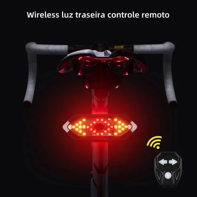 Pisca traseiro wireless com setas de direção e controle no guidão - Foto 4