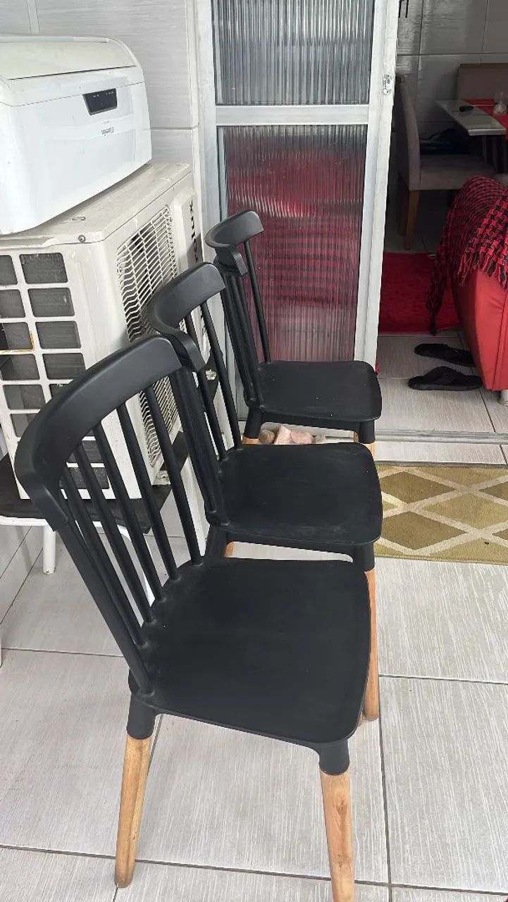 6 cadeiras de mesa, cor preta