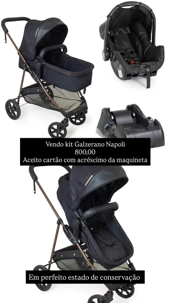 Kit Carrinho de Bebê + Bebê conforto + Base veicular