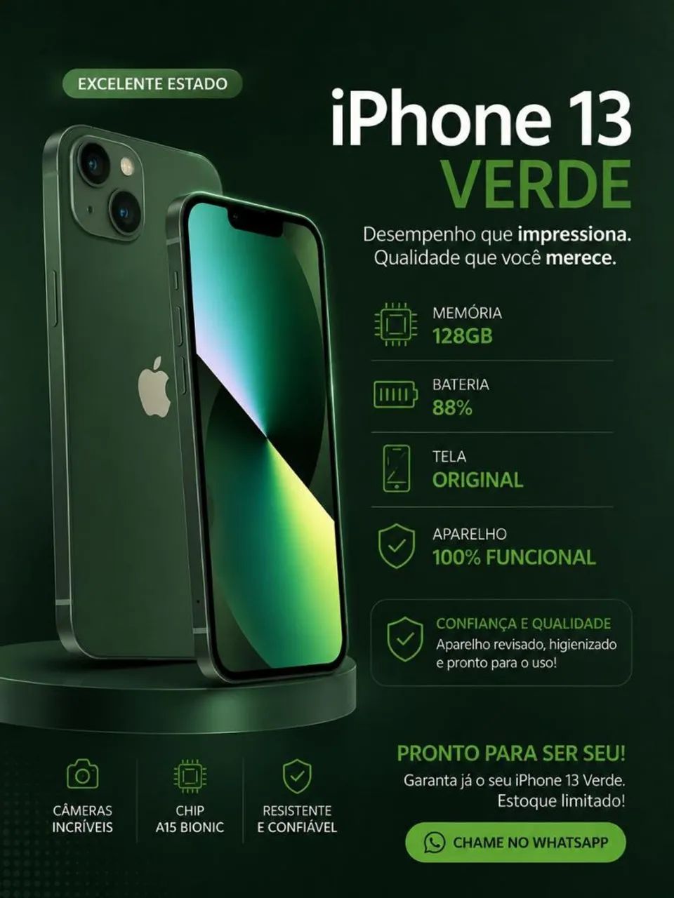 iPhone 13 Verde - Celulares e Smartphones - Braz, São Sebastião do