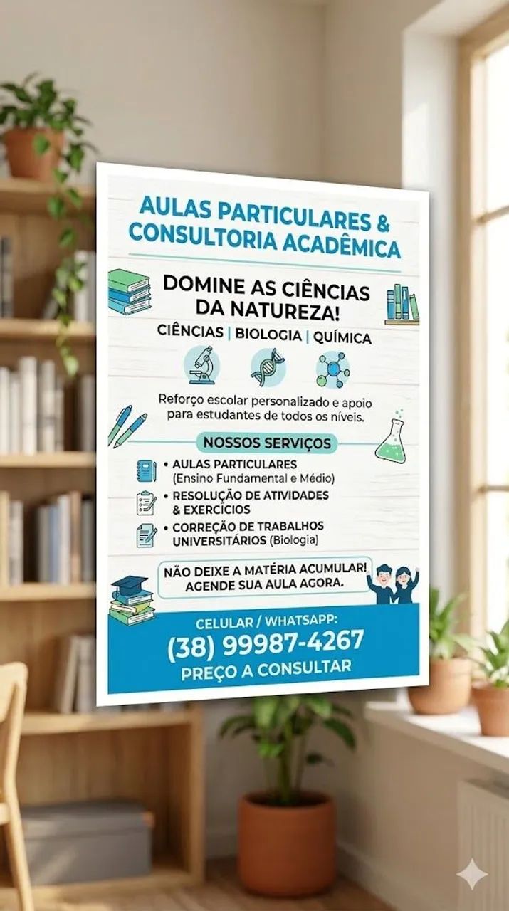 Aulas, trabalhos e atividades particulares.