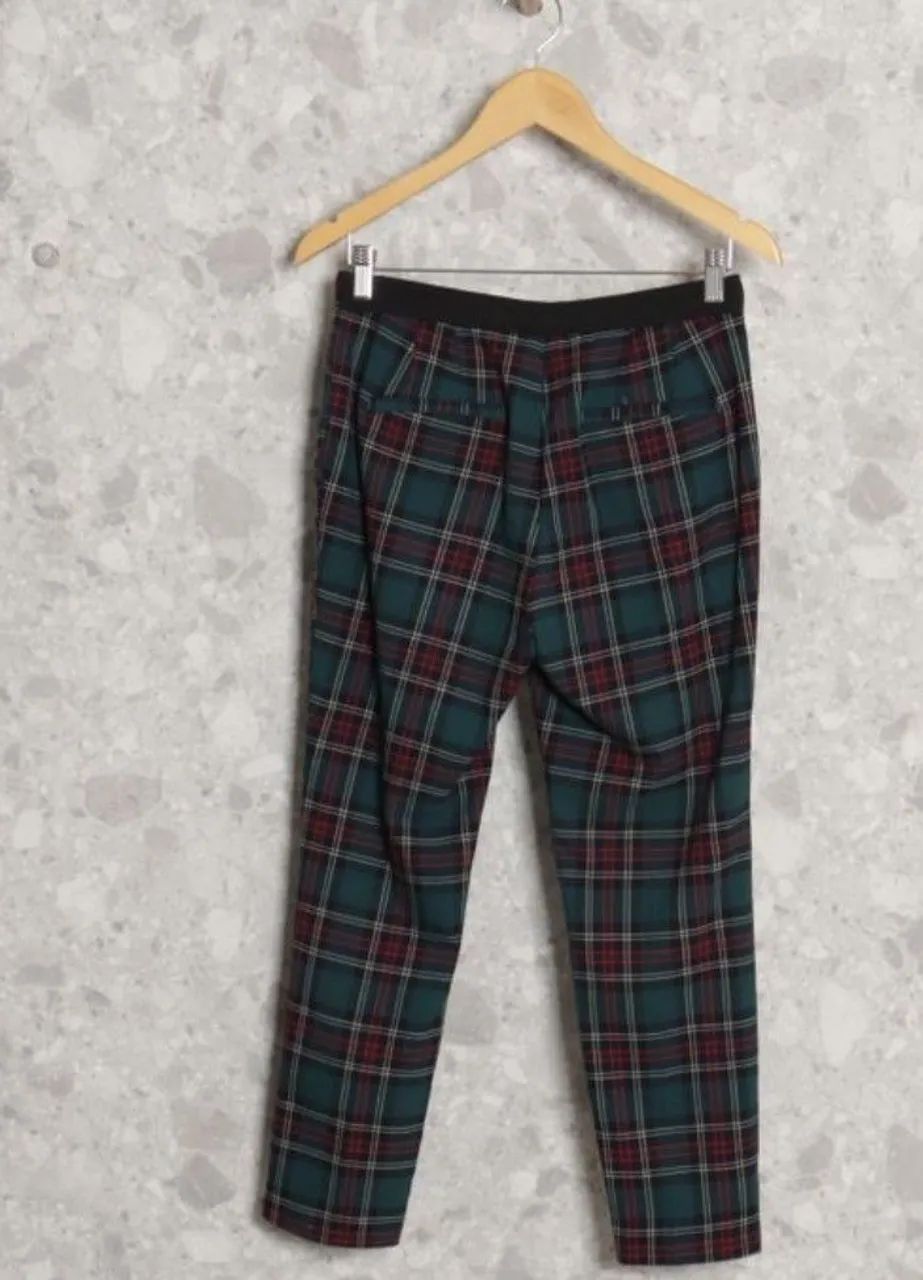 Calça Verde Xadrez ZARA Feminina M - Foto 2