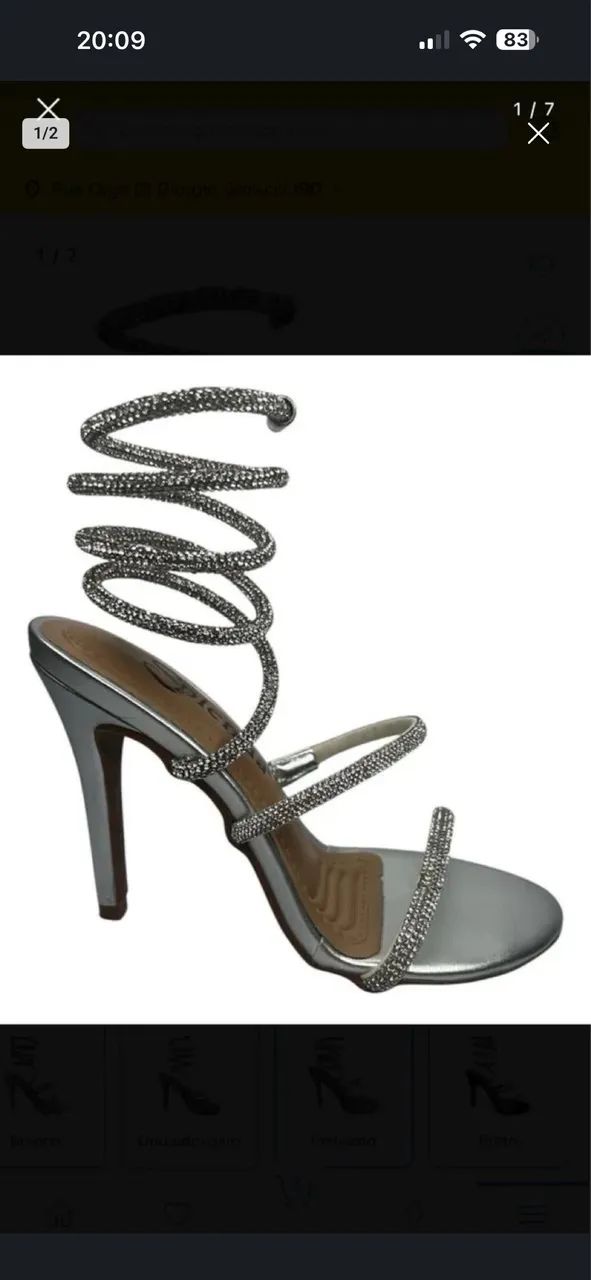 Sandalia brilho prata strass