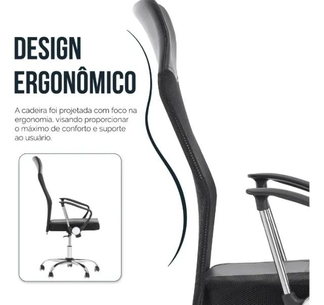 Cadeira de Escritório Ergonômica Preta - Foto 2