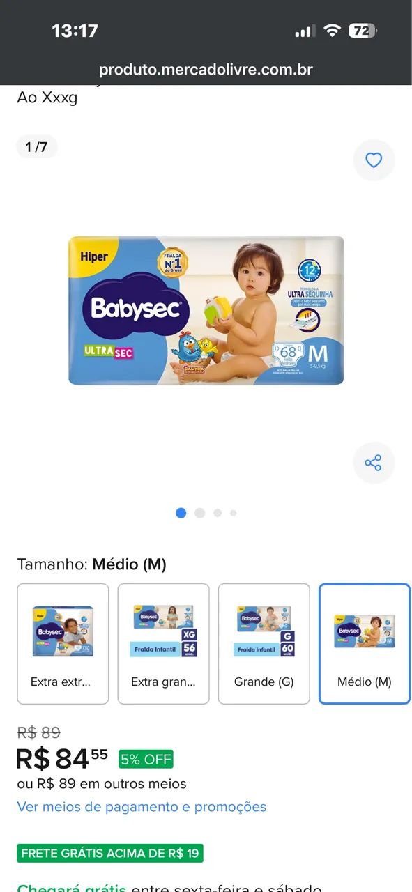 Fraldas M Babysec 2unidades