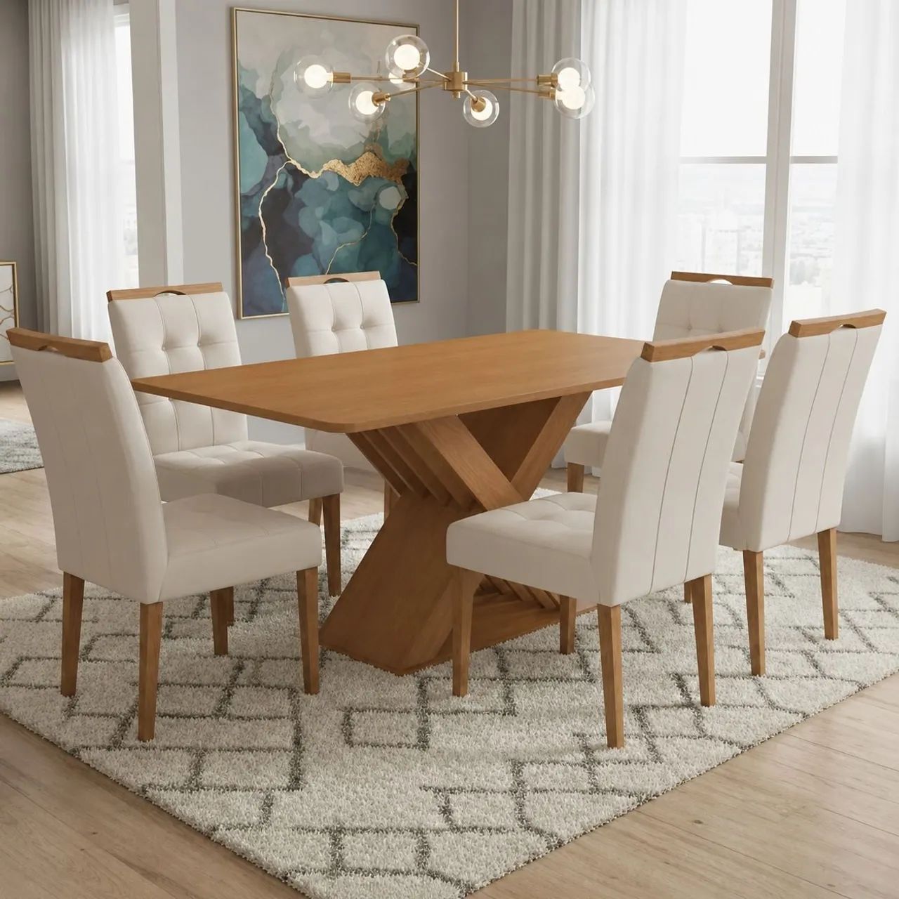 Mesa Graviola s/ vidro com 6 cadeiras Sophia - Entrega Rápida  - Foto 2
