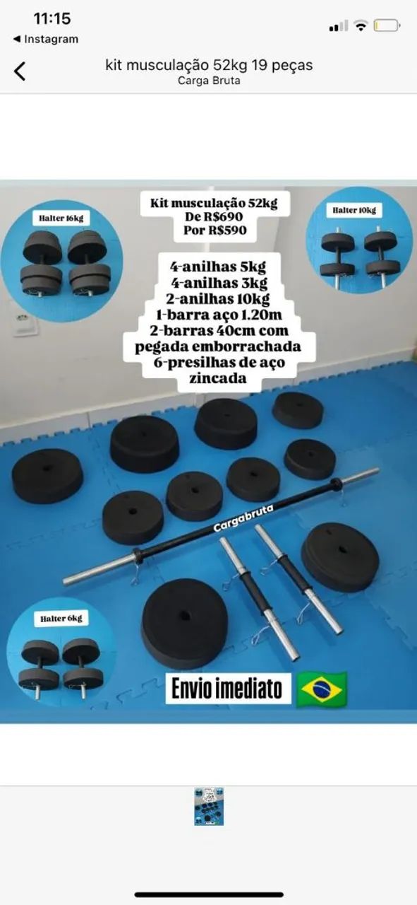 Kit musculação 52kg 