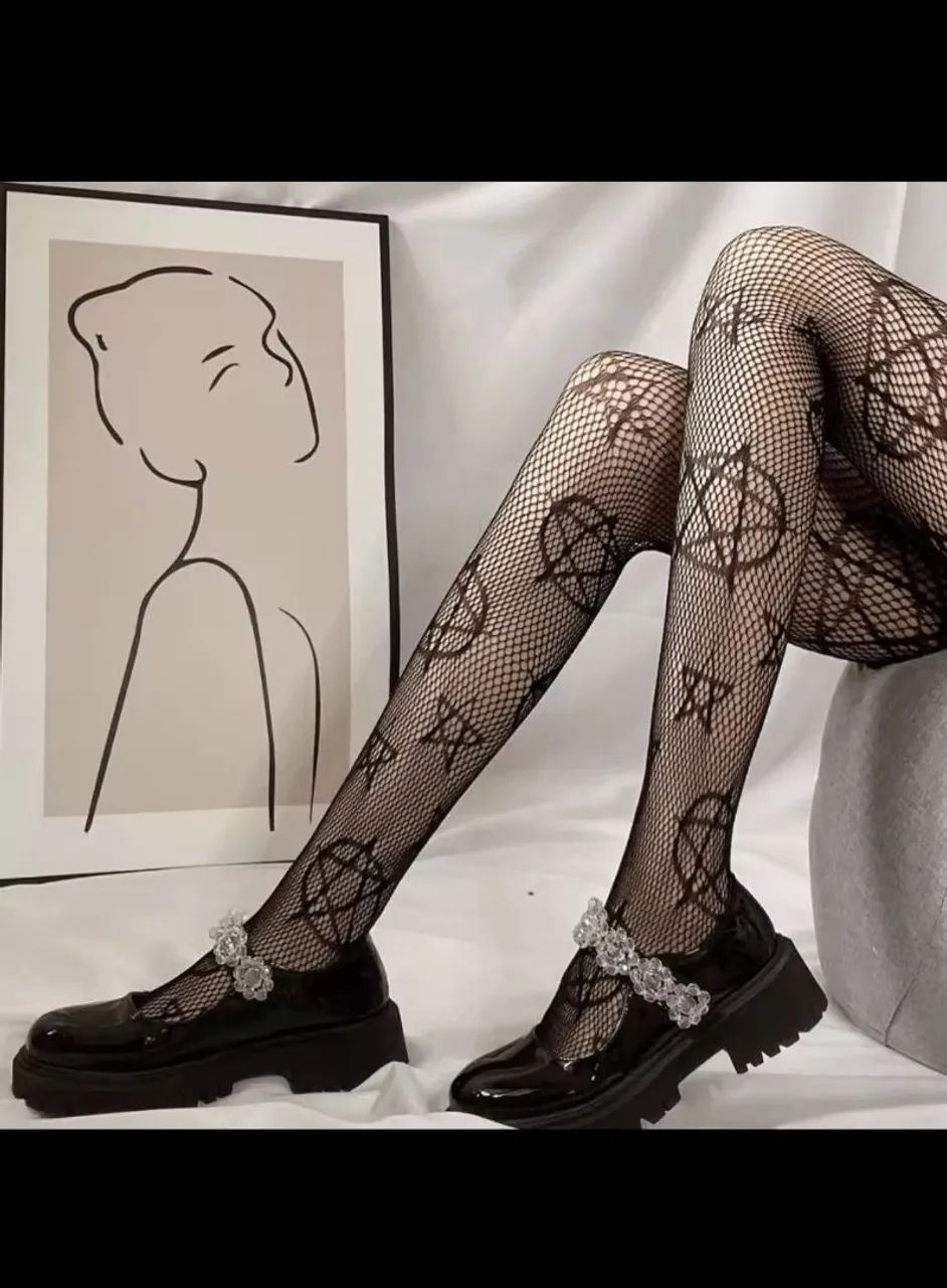 Meia calça básica, com desenhos e arrastão - Foto 3