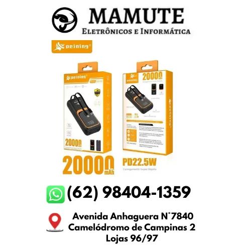 Bateria Portátil Power Bank 20.000mAh Carregamento Rápido WUP940 Tipo-C iPhone