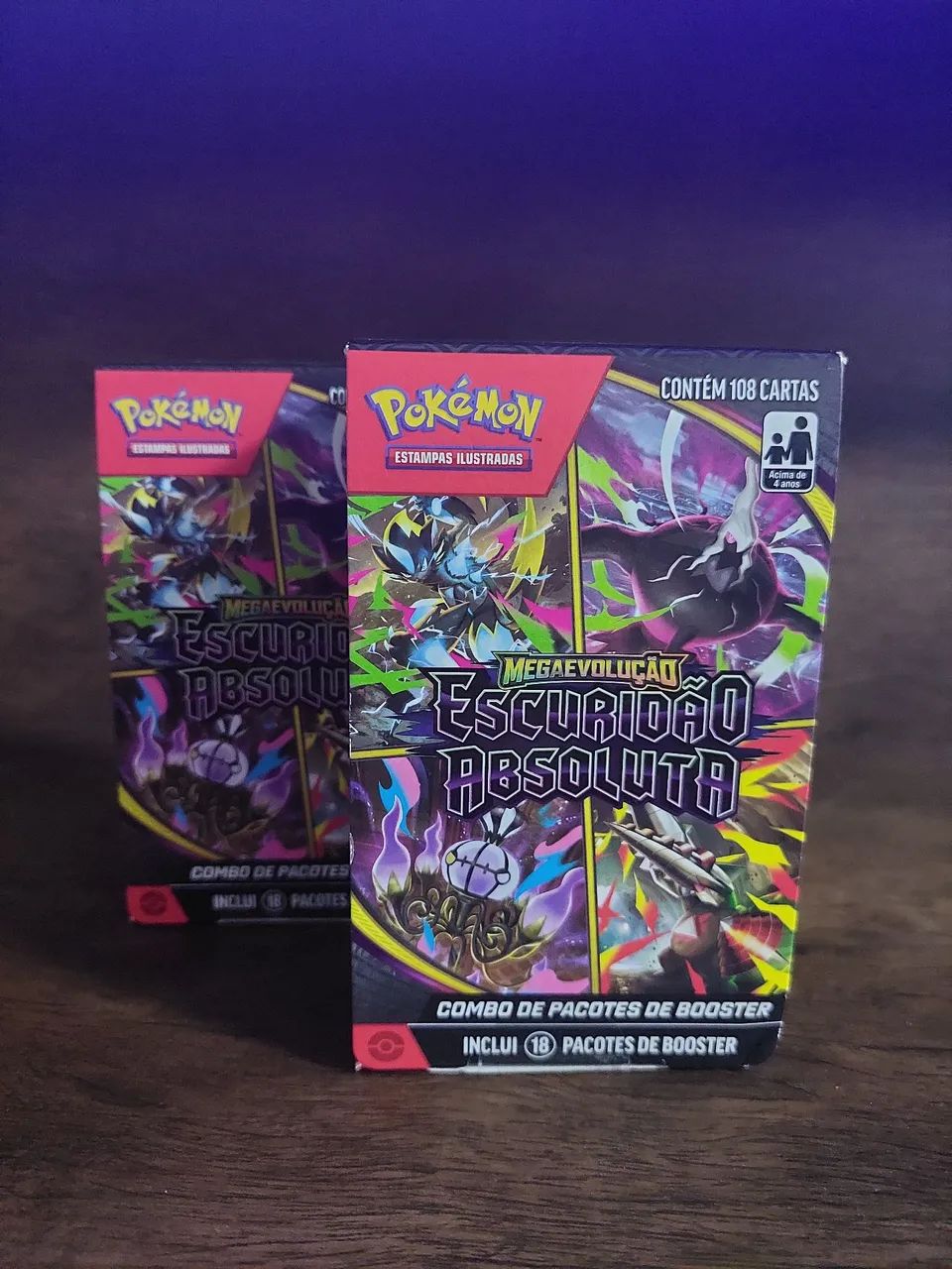 Combo de duas mini bbs/booster boxes copag pokémon escuridão absoluta com 18 pacotes cada