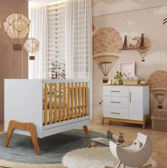 Jogo com Comoda Infantil Guti e Berço Cama Americano Guti 100% MDF (Novo) - Foto 3