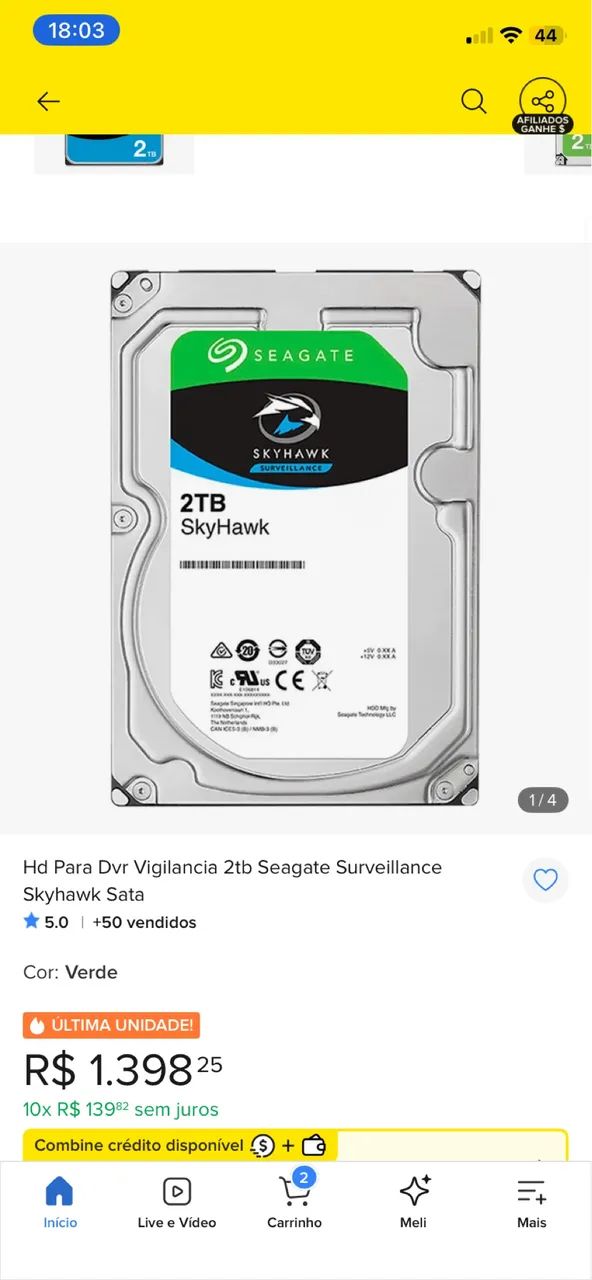 HD 2 TB Seagate skyhawk - Foto 2