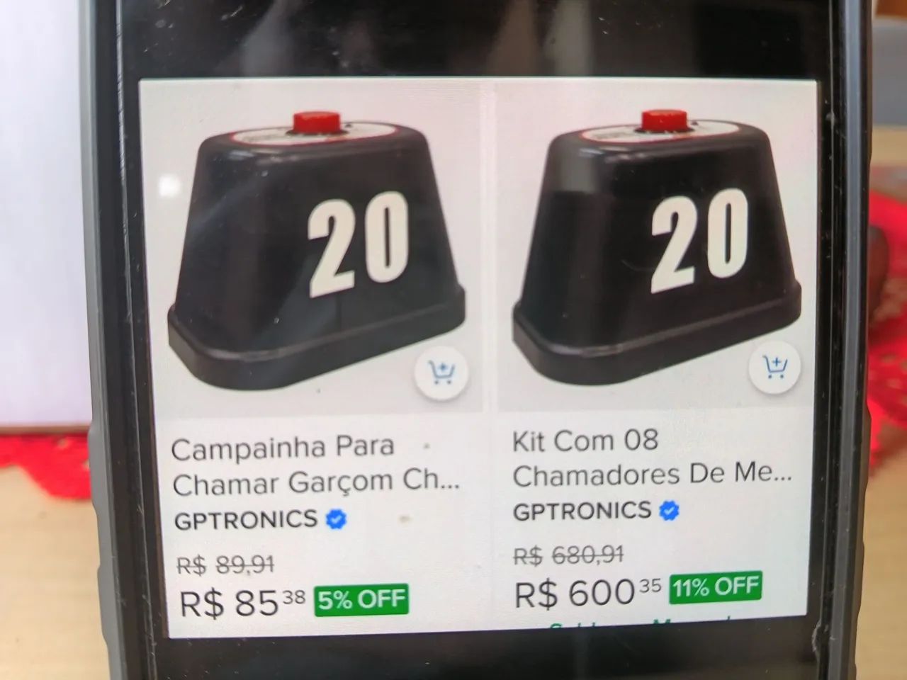 Chamadores de mesa garçon GP Tronics
