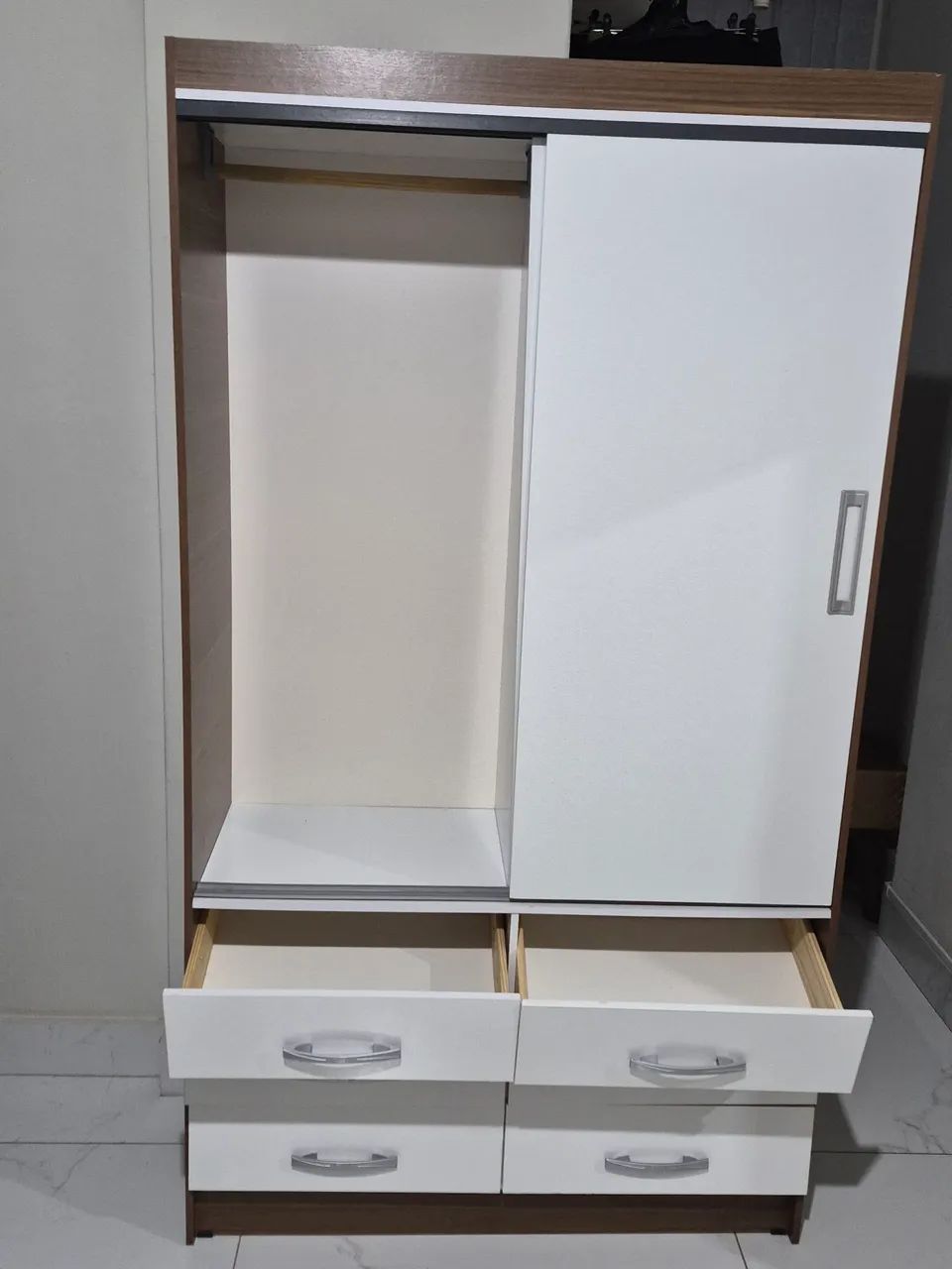Dois Guarda-Roupas infantil / Compacto (Amadeirado com Branco) - Foto 3