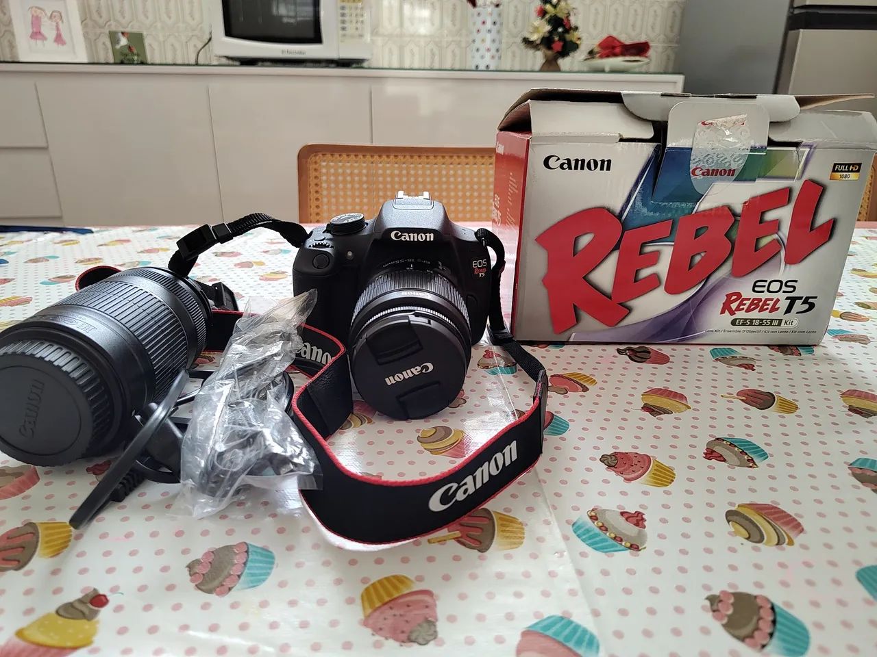 Câmera fotográfica Canon T5 completa e com uma lente adicional. - Foto 5