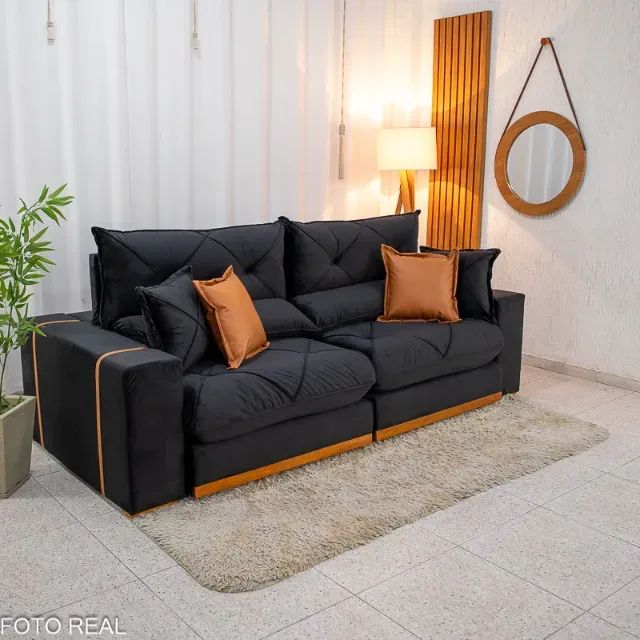 Sofá Retratil e Reclinável Gran Bello Preto. Pronta Entrega. 0202 - Foto 4
