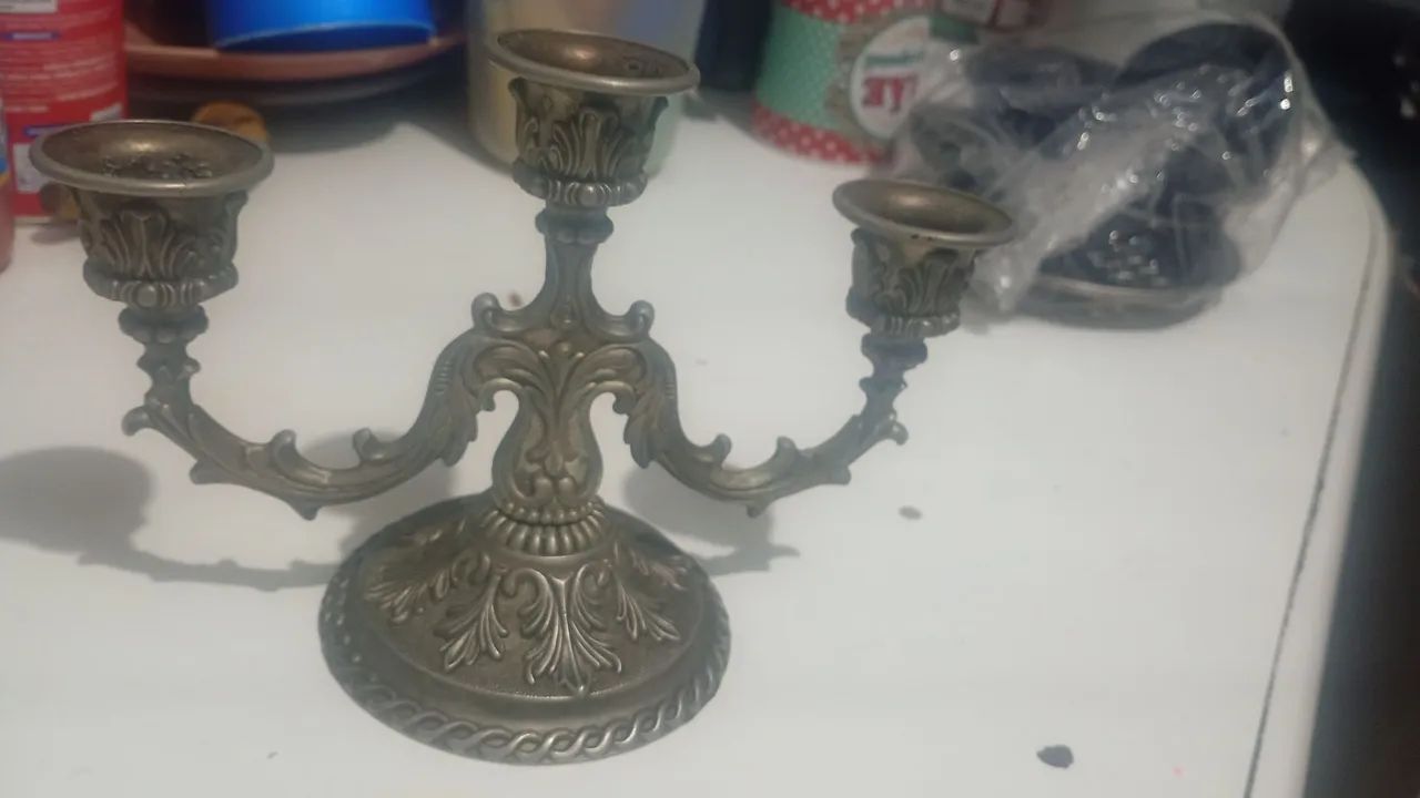 Castiçal antigo 3 velas - Foto 2