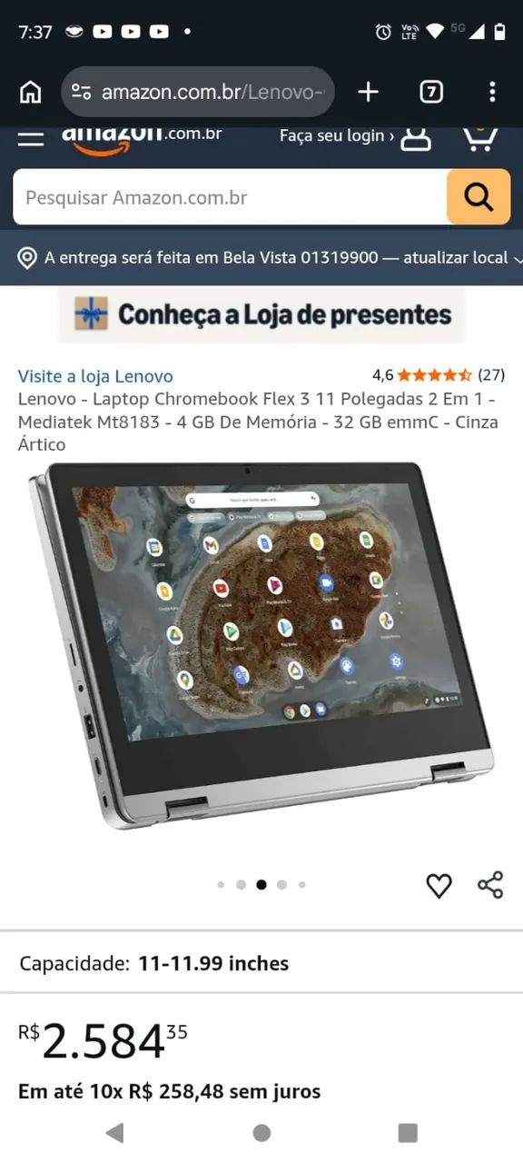 Lenovo Chromebook Flex 3 tela de 11 polegadas 4 GB de memória RAM e 32 GB de armazenamento - Foto 5