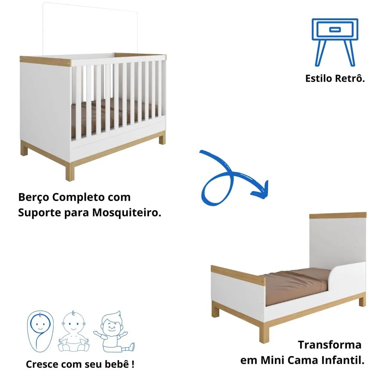 Berço Louis Peroba + Colchão Ortobom - Foto 4