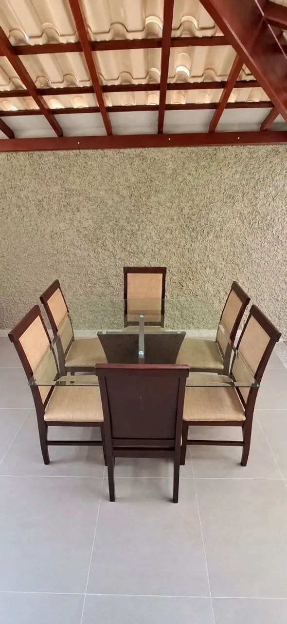 Conjunto mesa com tampo de vidro e 6 cadeiras - Foto 3