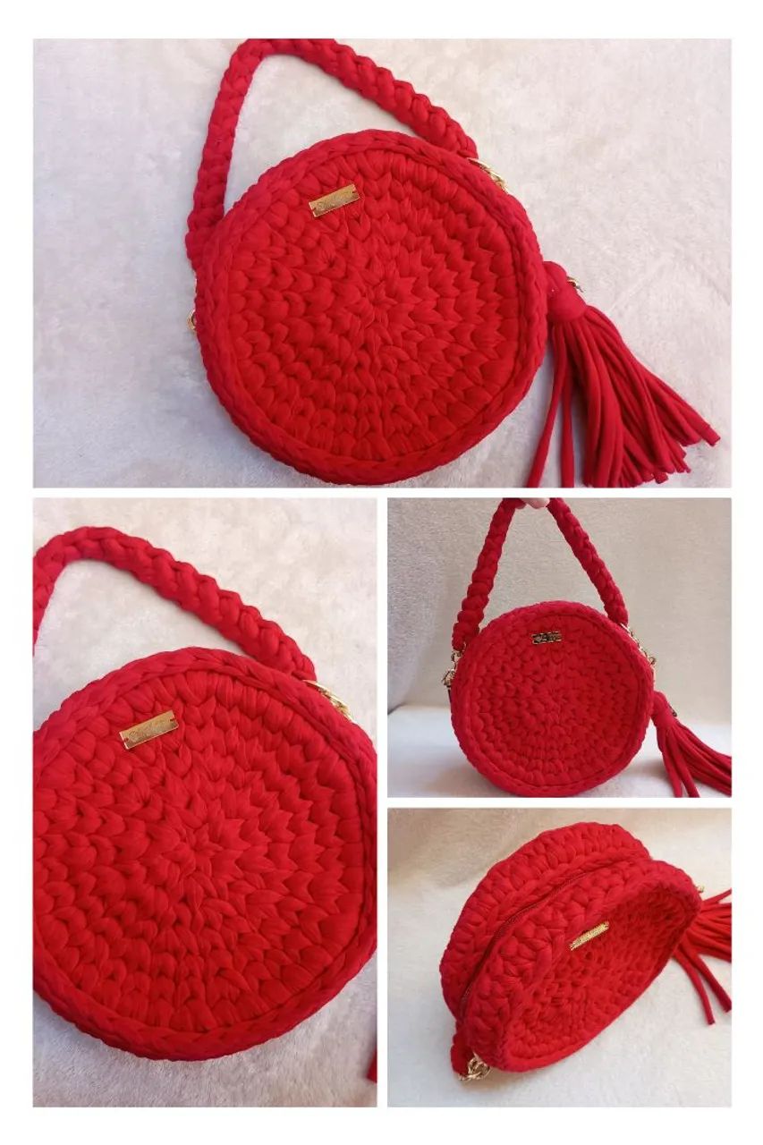 Bolsa de crochê vermelha  - Foto 4