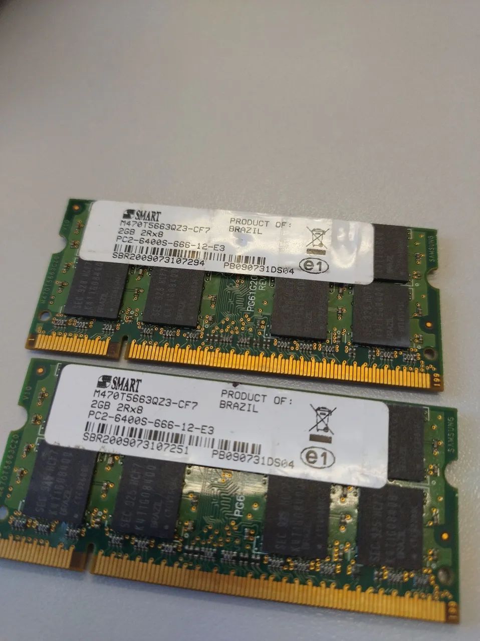 6 Memórias RAM 2GB cada DDR2 para Notebook -2 Hynix, 2 Kingston e 2 Smart - Foto 4