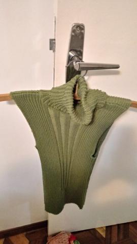 Blusa e casaco de linha verde