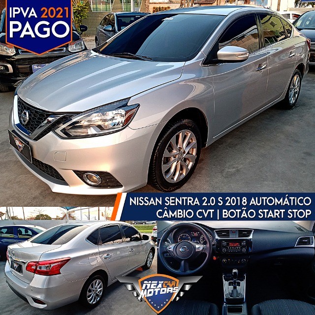 NISSAN SENTRA S 2.0 2018 AUTOMÁTICO FLEXSTART CÂMBIO CVT BOTÃO START STOP