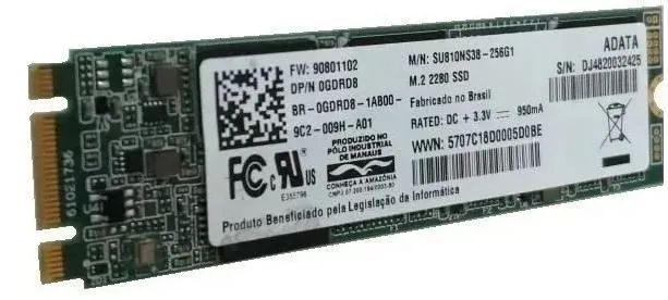 ssd 256gb m2 unidade solida interna sata 3 m2 2280 256gb 0gdrd8