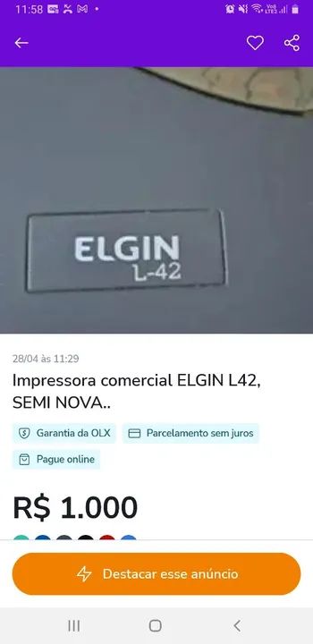 IMPRESSORA ELGIN 42L, SEMI NOVA - Foto 2