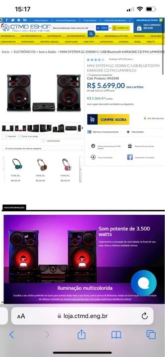 Mini System LG 3500W com Bluetooth - Foto 5