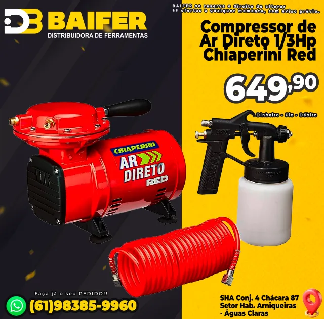 Compressor de Ar Direto 1/3Hp Chiaperini Red