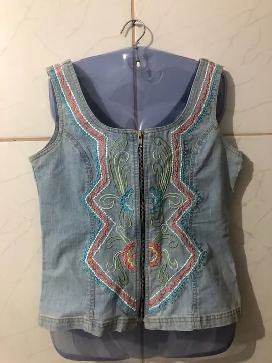 Blusa jeans tipo colete (P)