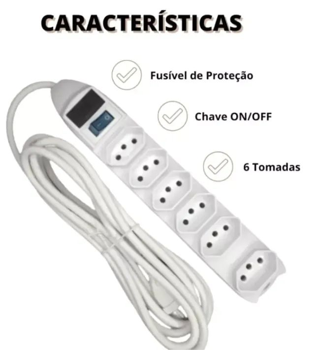 Extensão Elétrica 6 Tomadas com cabo de 1,5 metros - Foto 2