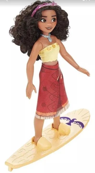 Boneca Princesas Disney - Moana Surfista Com Prancha - 30 Cm - Foto 4