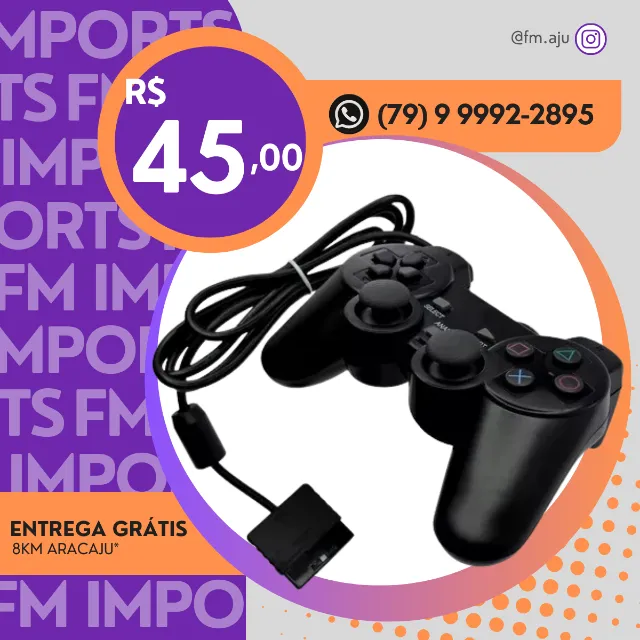 Controle para PS2 Playstation 2 - Novo - Entrega GRÁTIS 8KM
