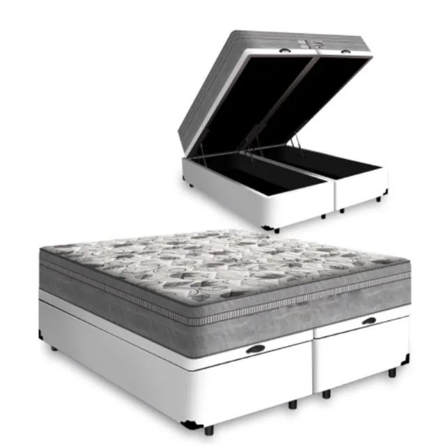 Cama Queen Size com Colchão Mola Bonnel 28cm - Box Baú