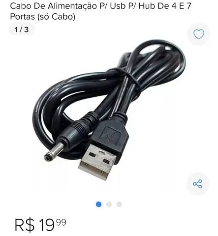 Cabo de alimentação usb para HUB de 4 e 7 portas