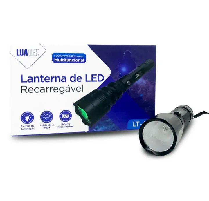 Lanterna Tática De Led Luz Verde Recarregável 58000w Luatek  - Foto 3
