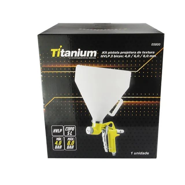 Kit Pistola Projetora de Textura 5L + 3 Bicos 4, 6 e 8mm 05800 Titanium - Foto 4