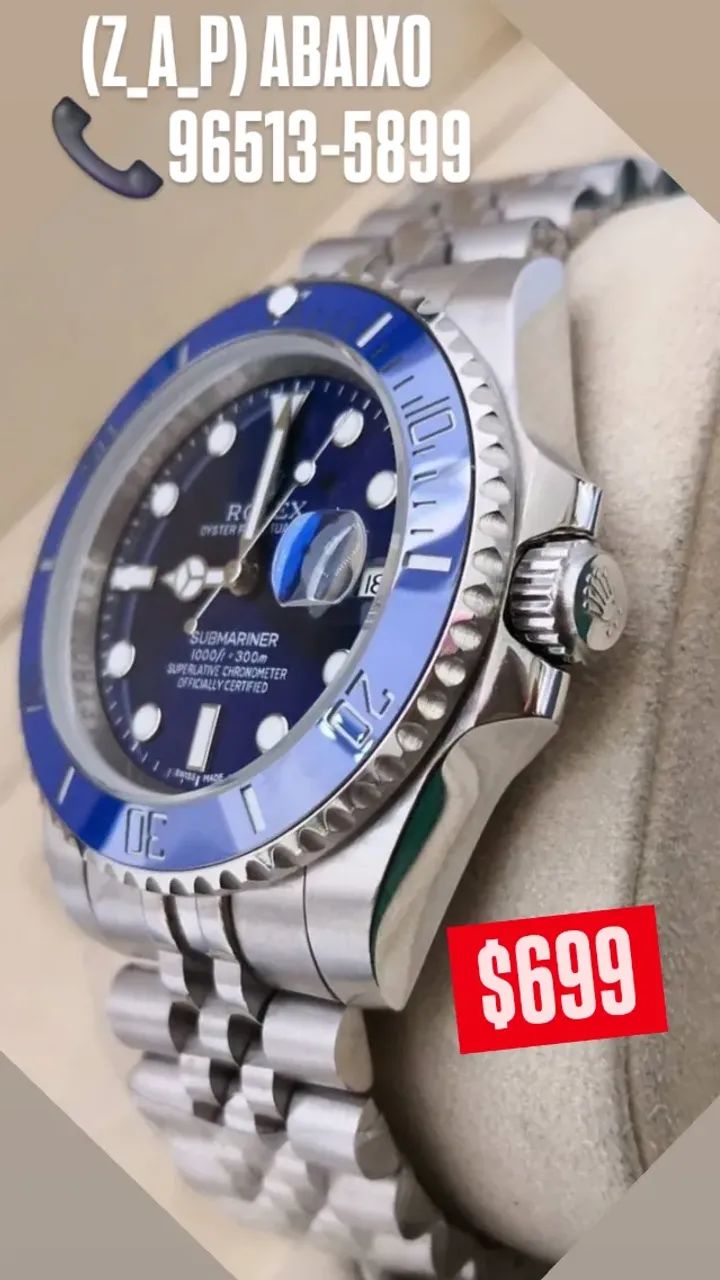 Relógio ROLEX SUBMARINER SMURF - AUTOMÁTICO - JUBILEU - Foto 2